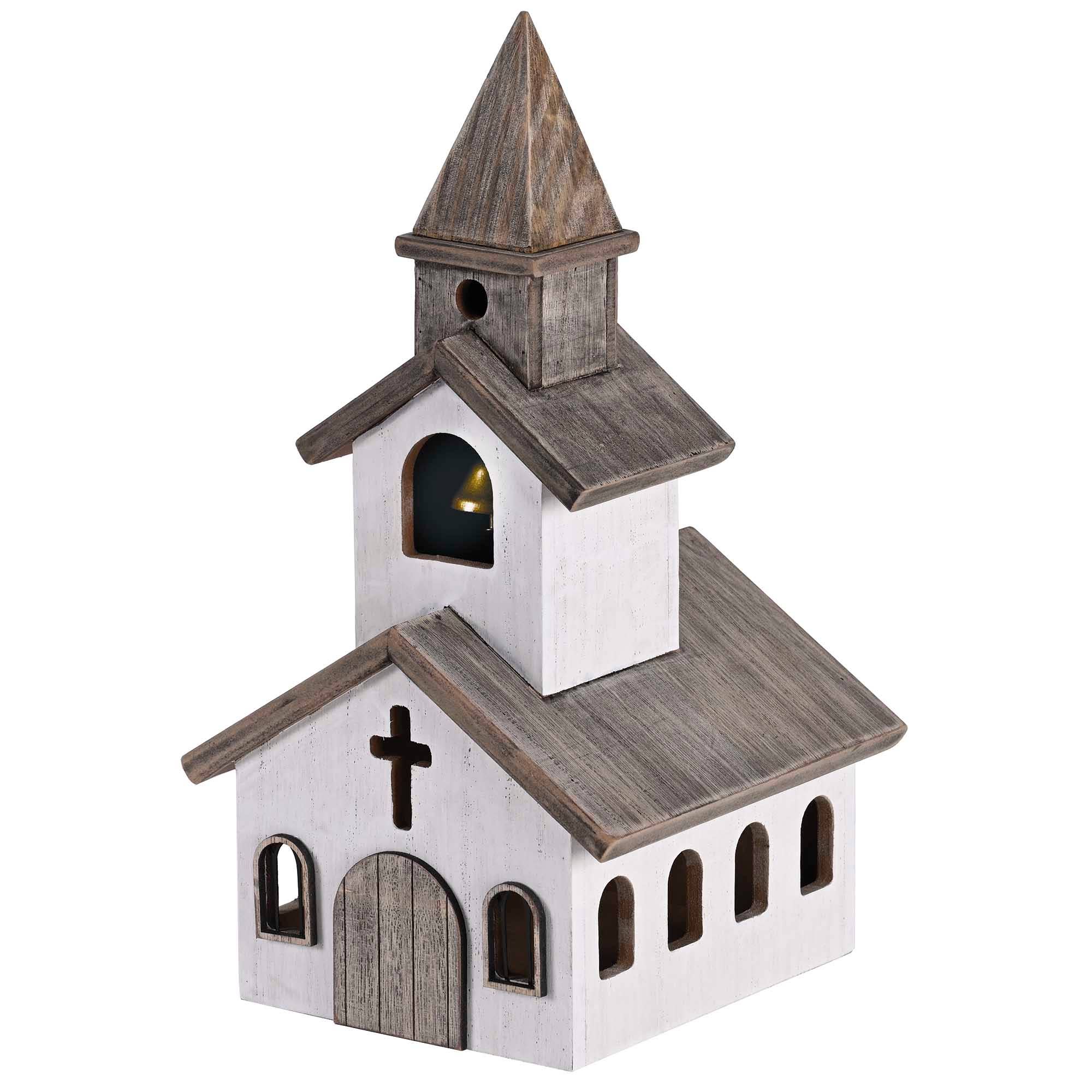Dicksons - Wholesale Decorative Tabletop Object - Figurine White Church Bell Cross Wood12H2