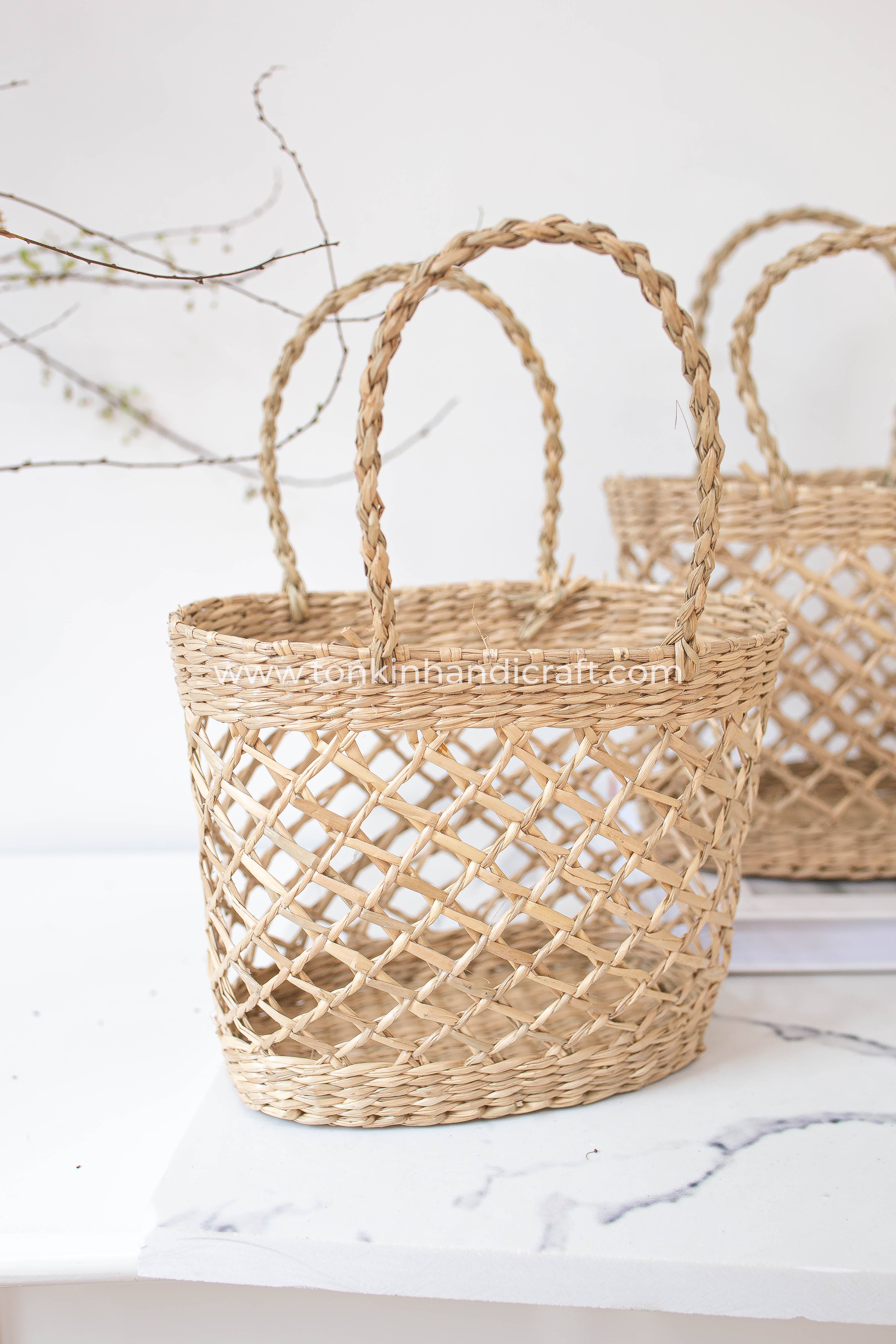 Tonkin Handicraft - Wholesale Mand - Kleine mand met handvat van zeegras5