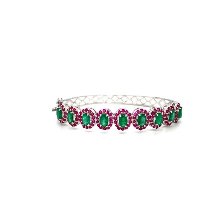 Multi Colour Stone Bangle in .925 Silver - KSD 47628 for wholesale by Kotawala Jewels
