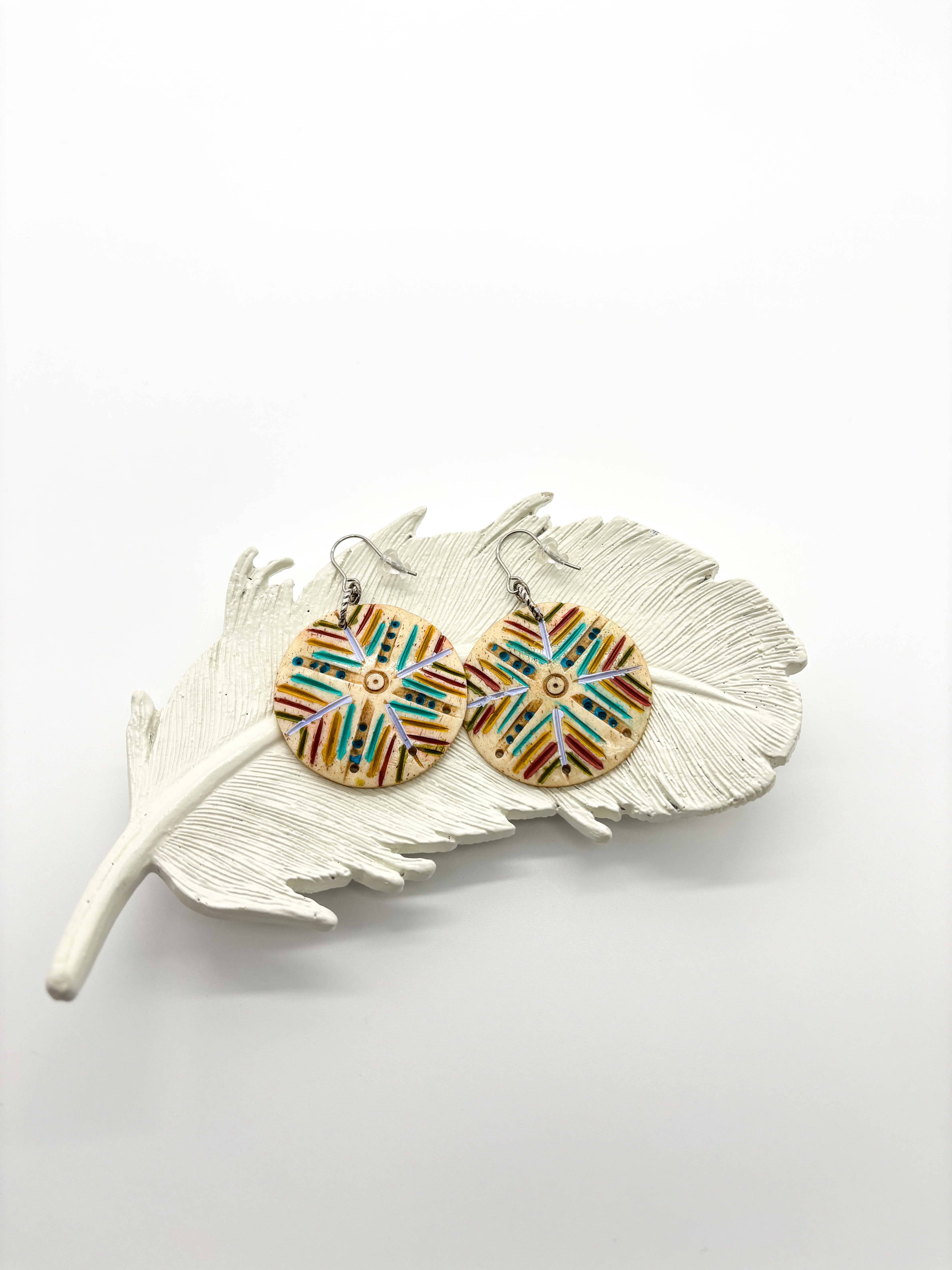 Jenica Jewelry - Wholesale Dangle Earrings - Bohemian Hand Painted Carved Bone earrings2