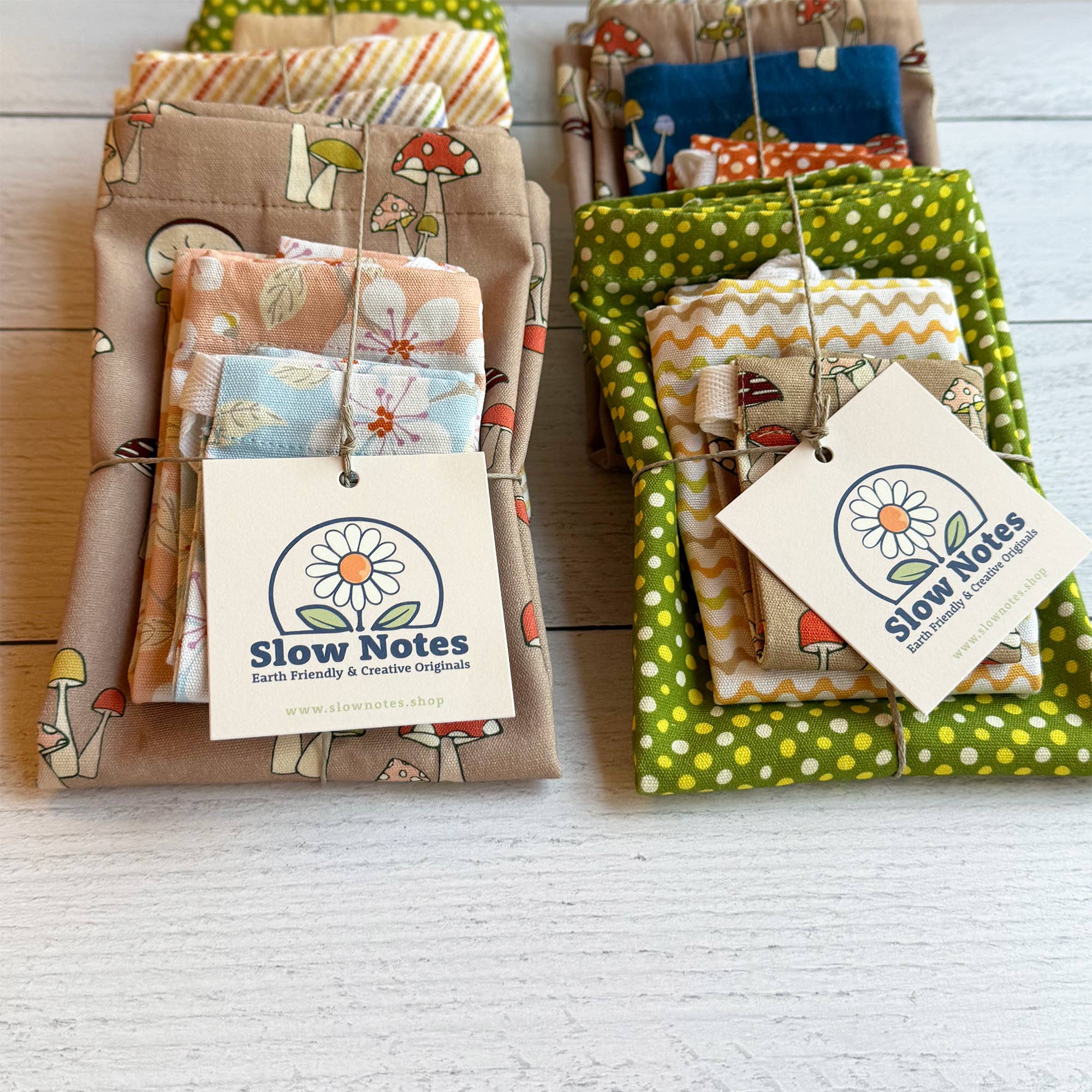 Slow Notes - Wholesale Gift Bag Set/Pack - Reusable Gift Bag Trio – 3-Piece Organic Cotton Set7