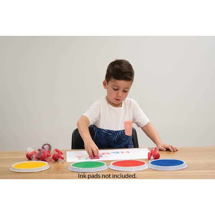 Learning Advantage - Vente Tampon encreur/décoratif – enfant et bébé - Tampons géants - Lettres majuscules - Set de 284