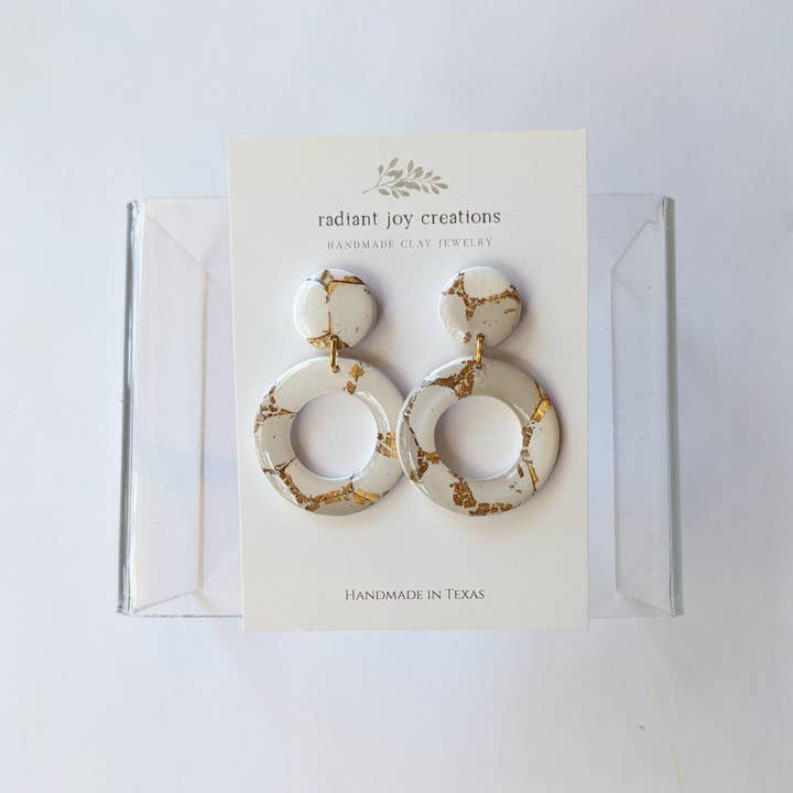 Klassieke O's/Neutraal marmer/Klei oorbellen voor wholesale door Radiant Joy Creations