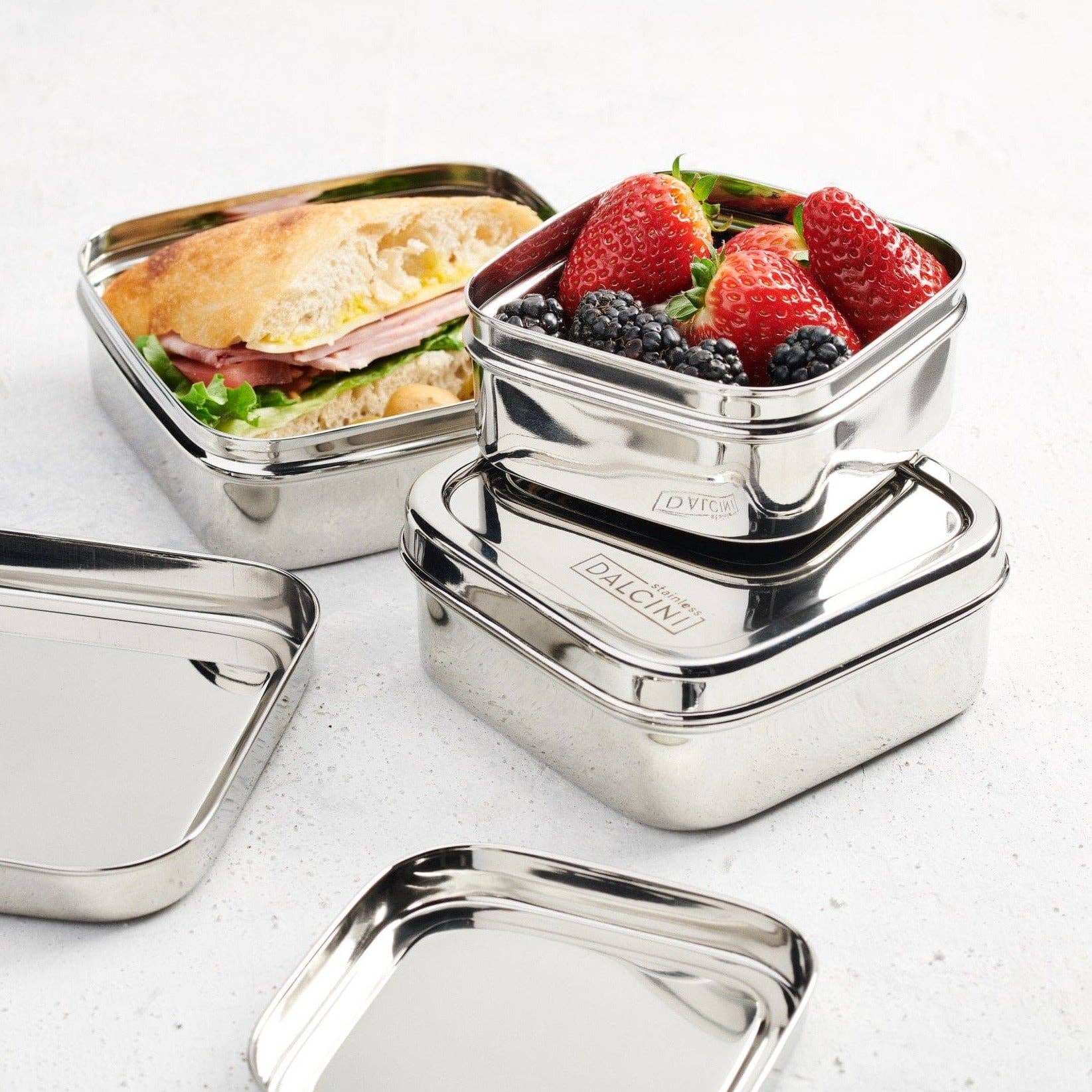 Dalcini Stainless - Wholesale Food Storage Container - Square Trio | Set of 3 Durable Containers2