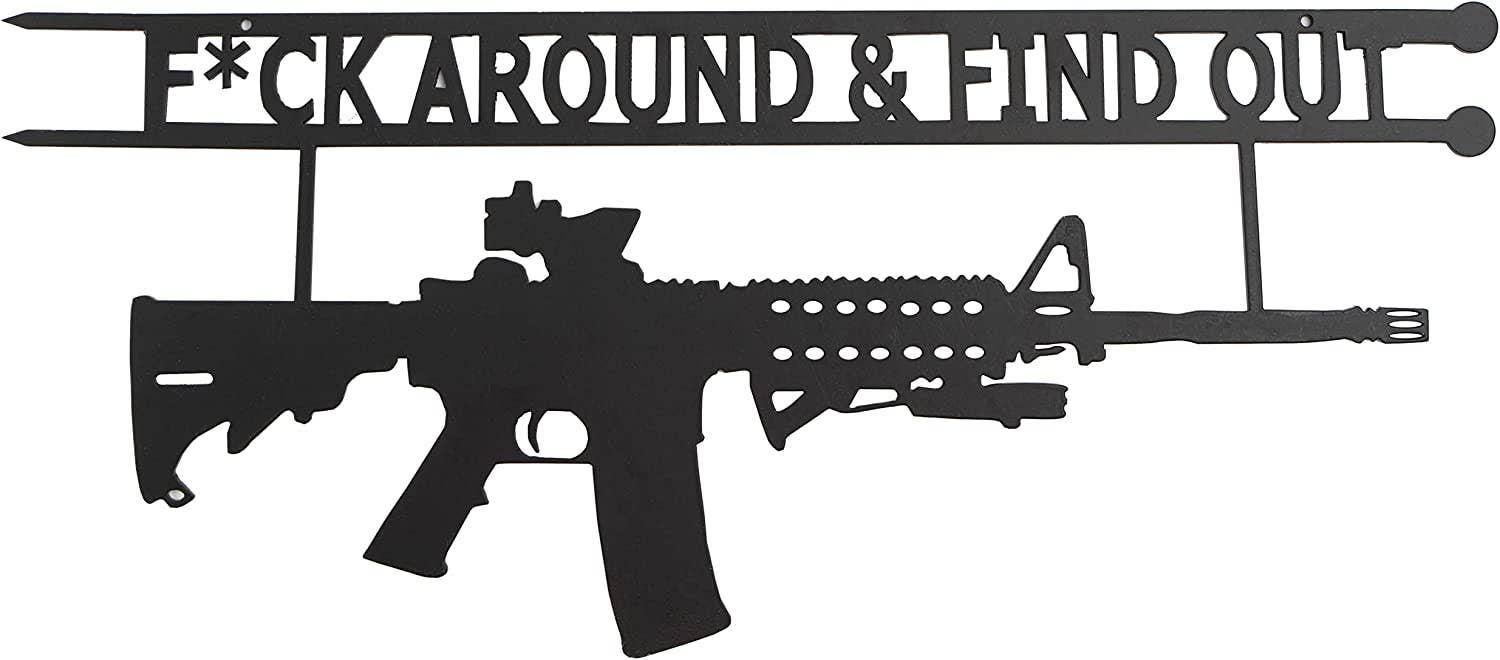 The Wine Savant /  Khen Glassware - Wholesale Sign - Metal No Trespassing Sign "Fck Around & Find Out" Gun Metal2