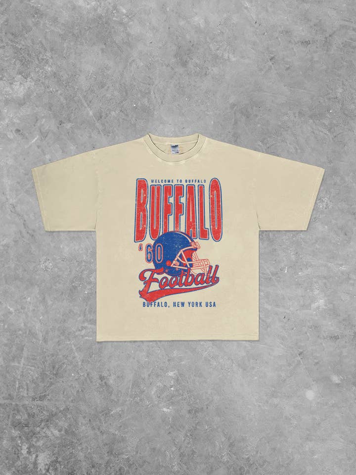 T-shirt Ampla e Quadrada de Futebol de Buffalo dos Anos 90 por atacado de The Clandestine Underground