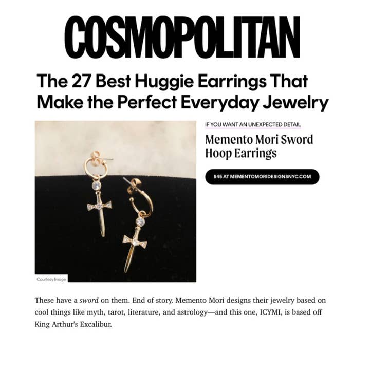 Memento Mori Designs NYC - Wholesale Huggie Earrings - Sword Hoop Earrings3
