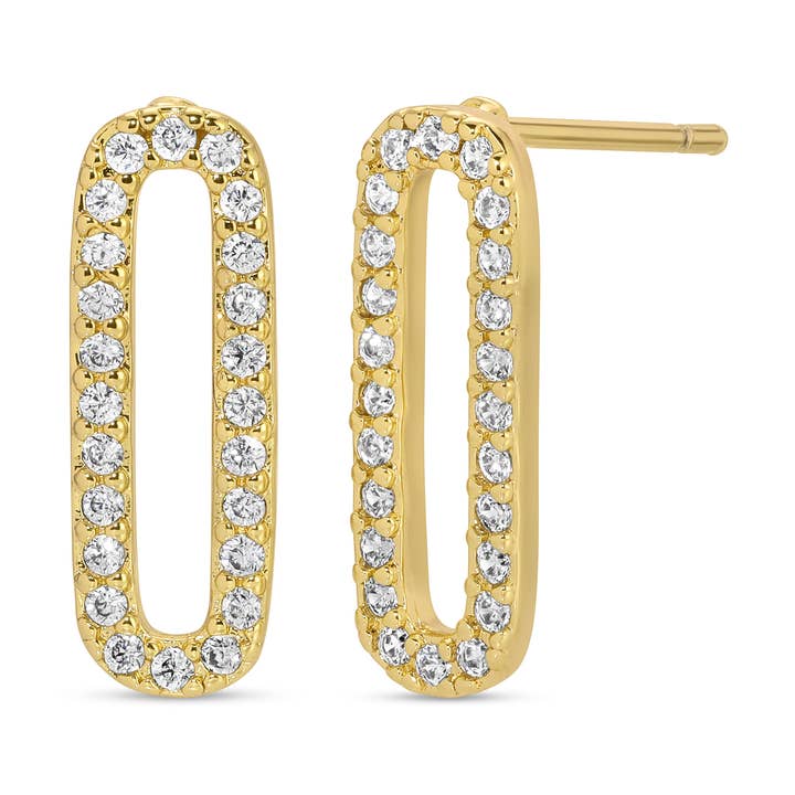 CZ Paperclip Øreringe for engroshandel hos Meghan Bo Designs