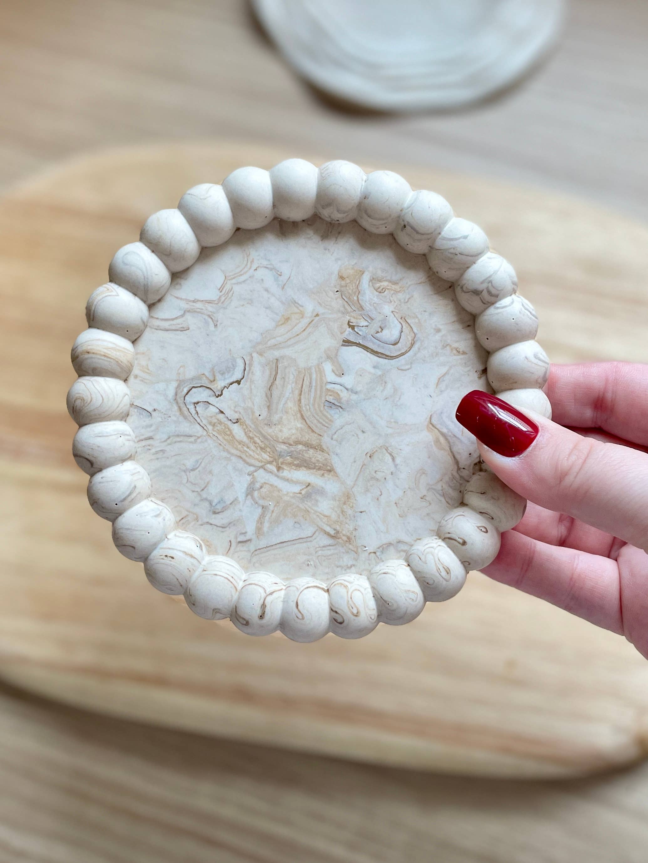The Wax Leaf Candle Co - Wholesale Decorative Plate/Dish/Bowl - Bubble Candle Tray: Marble Bubble Coaster, Trendy Home Decor