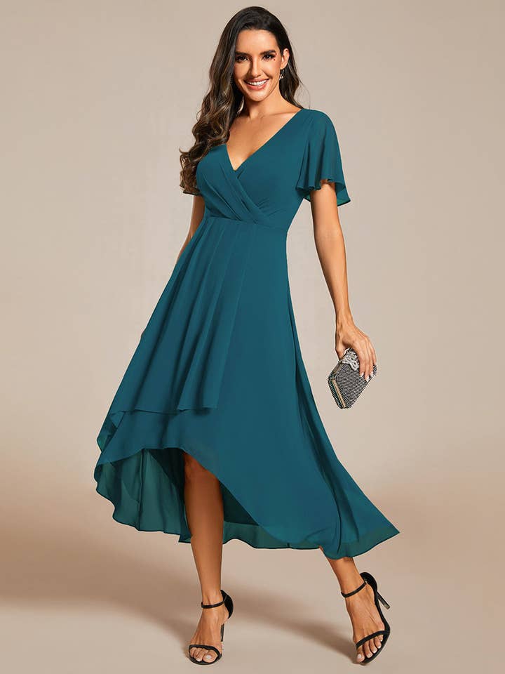 Ever-Pretty - Wholesale Dress – Women's - V-Neck Midi Chiffon Wedding Guest Dresses87
