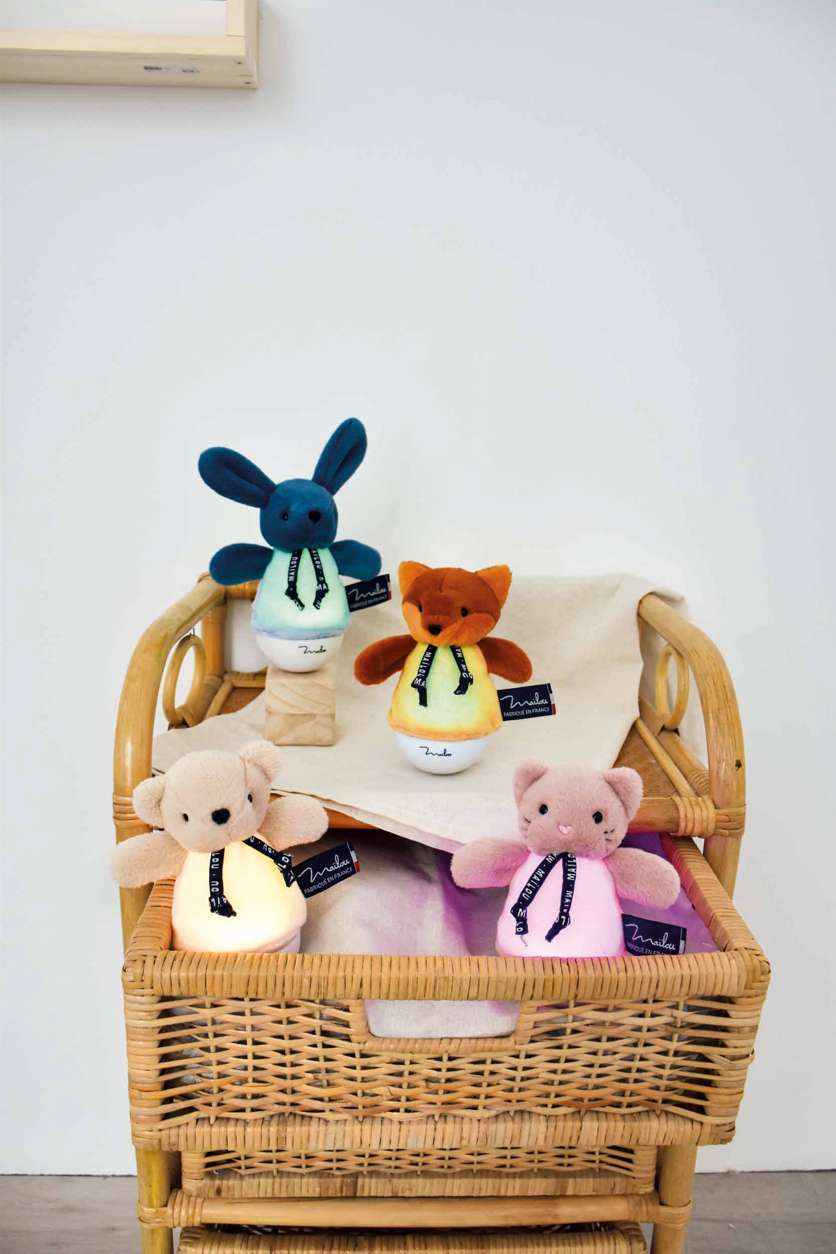 MAÏLOU TRADITION – wholesale Nattlampa - Barn och baby – Musikaliskt nattljus i form av rosa kanin och katt3