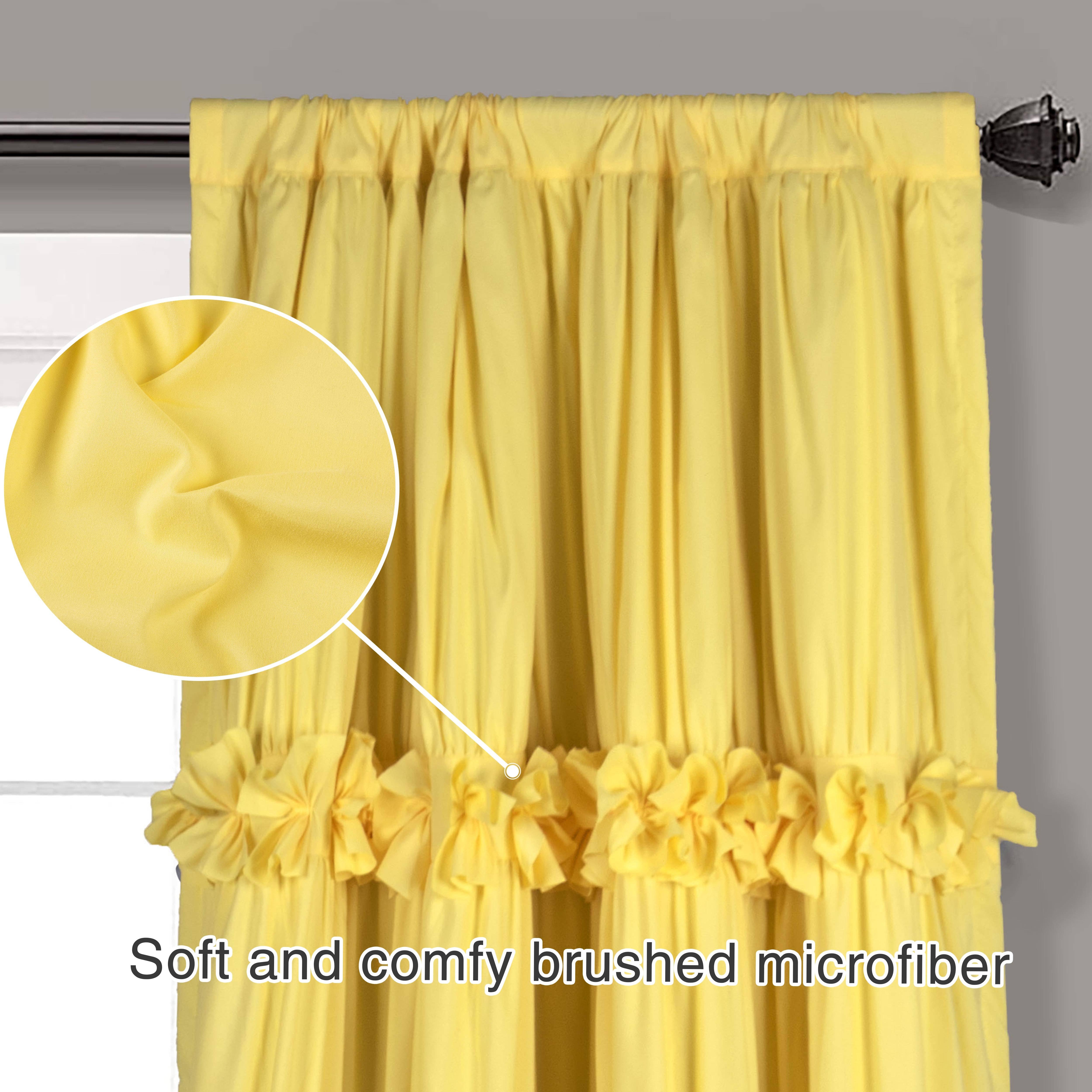 HIG - Wholesale Curtain - Farmhouse Ruffle Window Curtains with Blackout Liner Handmade Bow Ties Drapes 2 Panels Set, 54"W x 84"L18