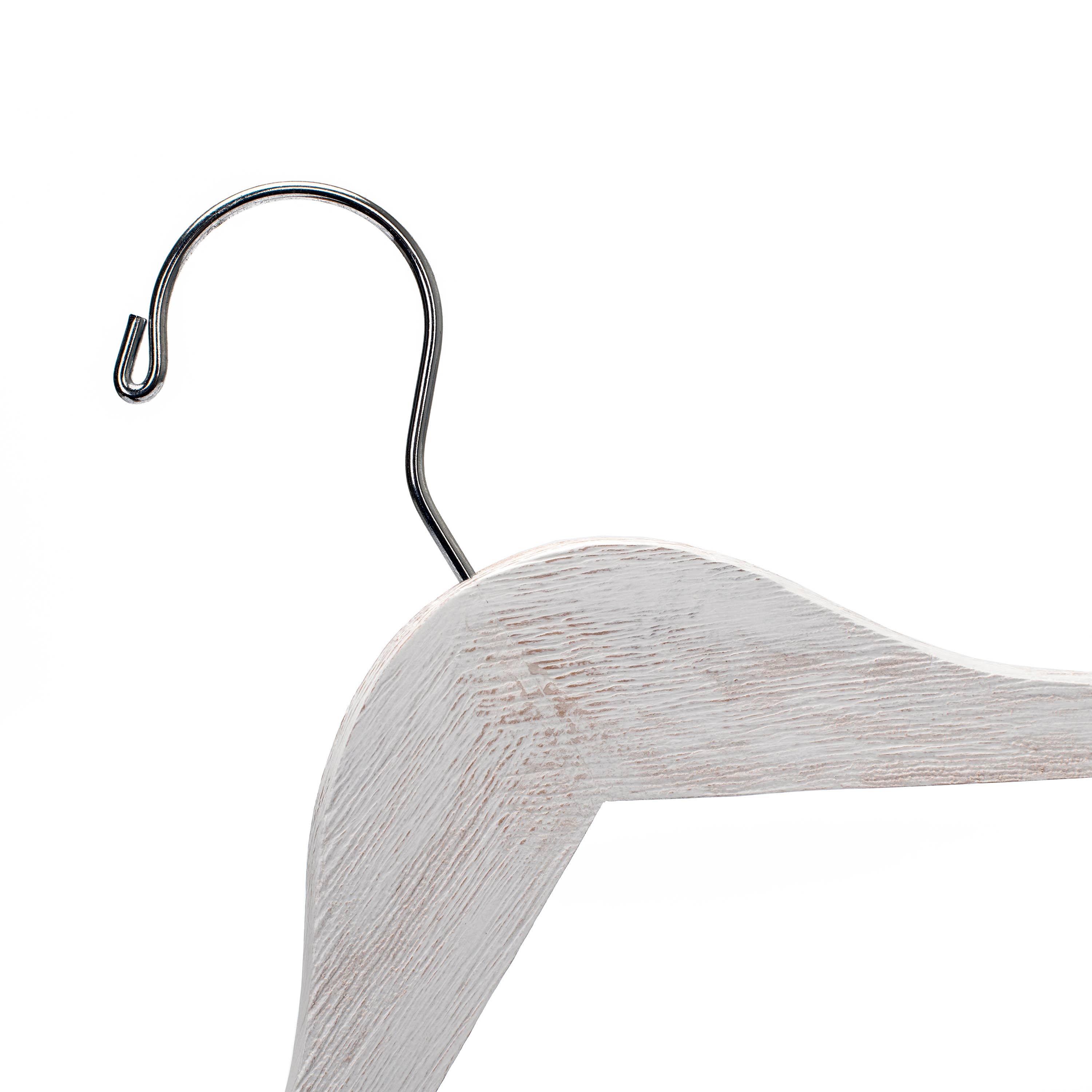 Quality Hangers – Großhandel Kleiderbügel – WV40 - Weißer rustikaler Vintage-Holzkleiderbügel, 44,5 cm - 80 Stück12