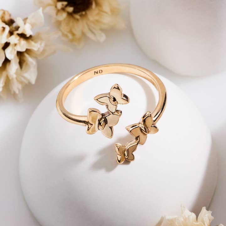 Nina Designs - Wholesale Cocktail/Statement Ring - Sterling Silver or Bronze Adjustable Butterfly Cluster Ring