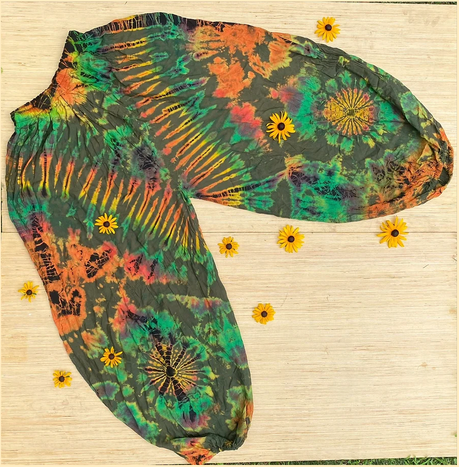 Gardenbelle Shop - Wholesale Pants - Women's - Flowy Hippie Tie Dye Pants Earthy + Colorful Baggy Yoga Pant6