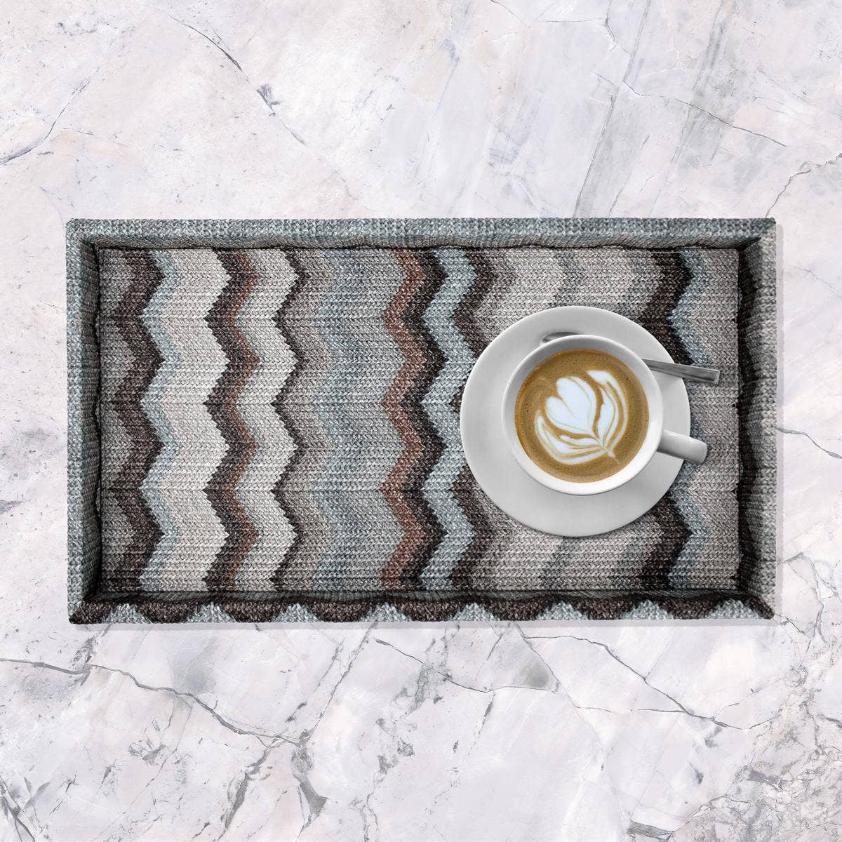 Signature Home Collection GmbH - Wholesale Decorative Tray - Rectangular synthetic leather zigzag gray cosmetic tray5