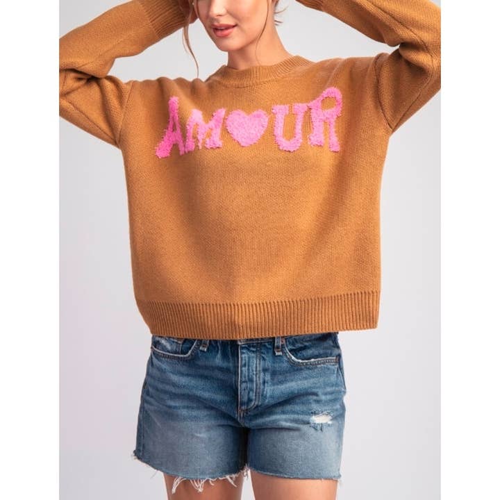 CAMEL 10416 AMOUR Long Sleeve Sweater Top for wholesale on Faire1