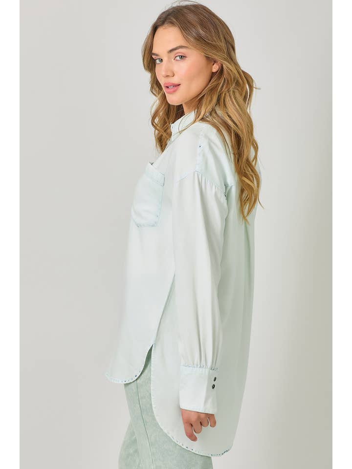 Mystree - Wholesale Button Down Shirt - Women's - 60937 Tencel Oversized Button Up Shirt10