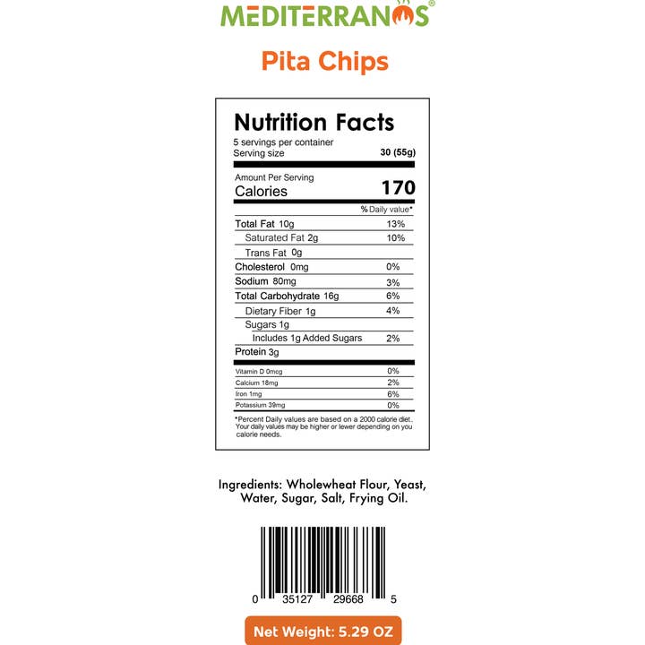 Mediterranos - Wholesale Chips - Pita Chips- Sea Salt1