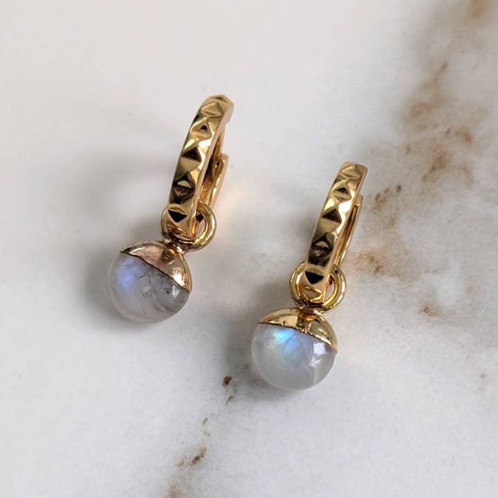 The Orb Moonstone June Birthstone Earrings for wholesale by Lapis London