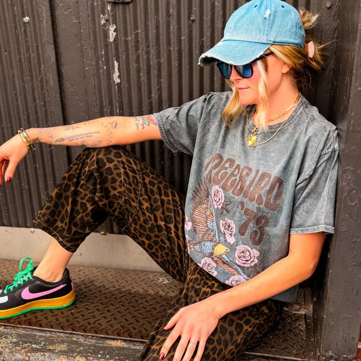 Floral Freebird Mineral Wash Tee for wholesale on Faire