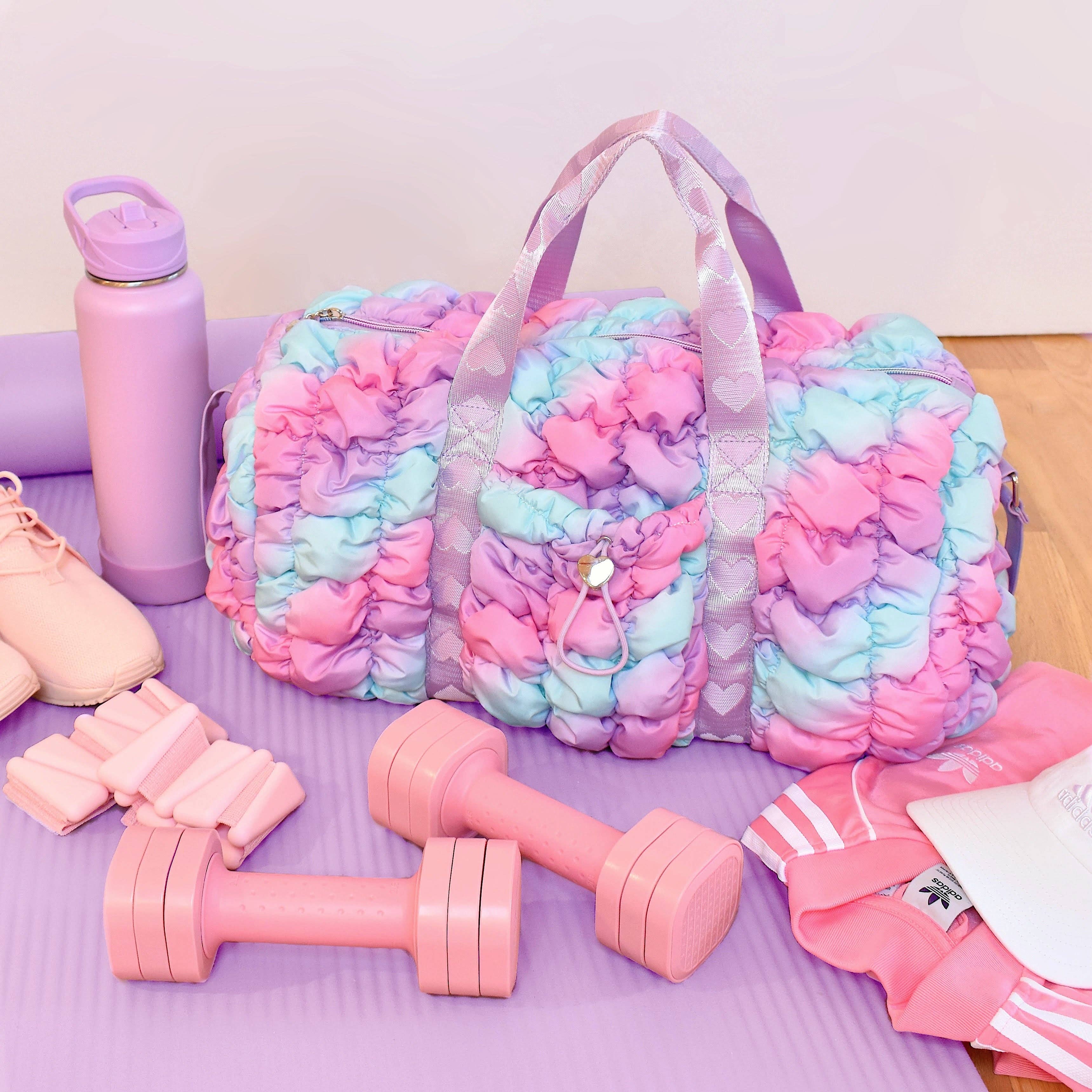 OMG Accessories - Wholesale Weekender Bag - Kids - Quilted Scrunchies Ombré Large Barrel Duffle Bag4