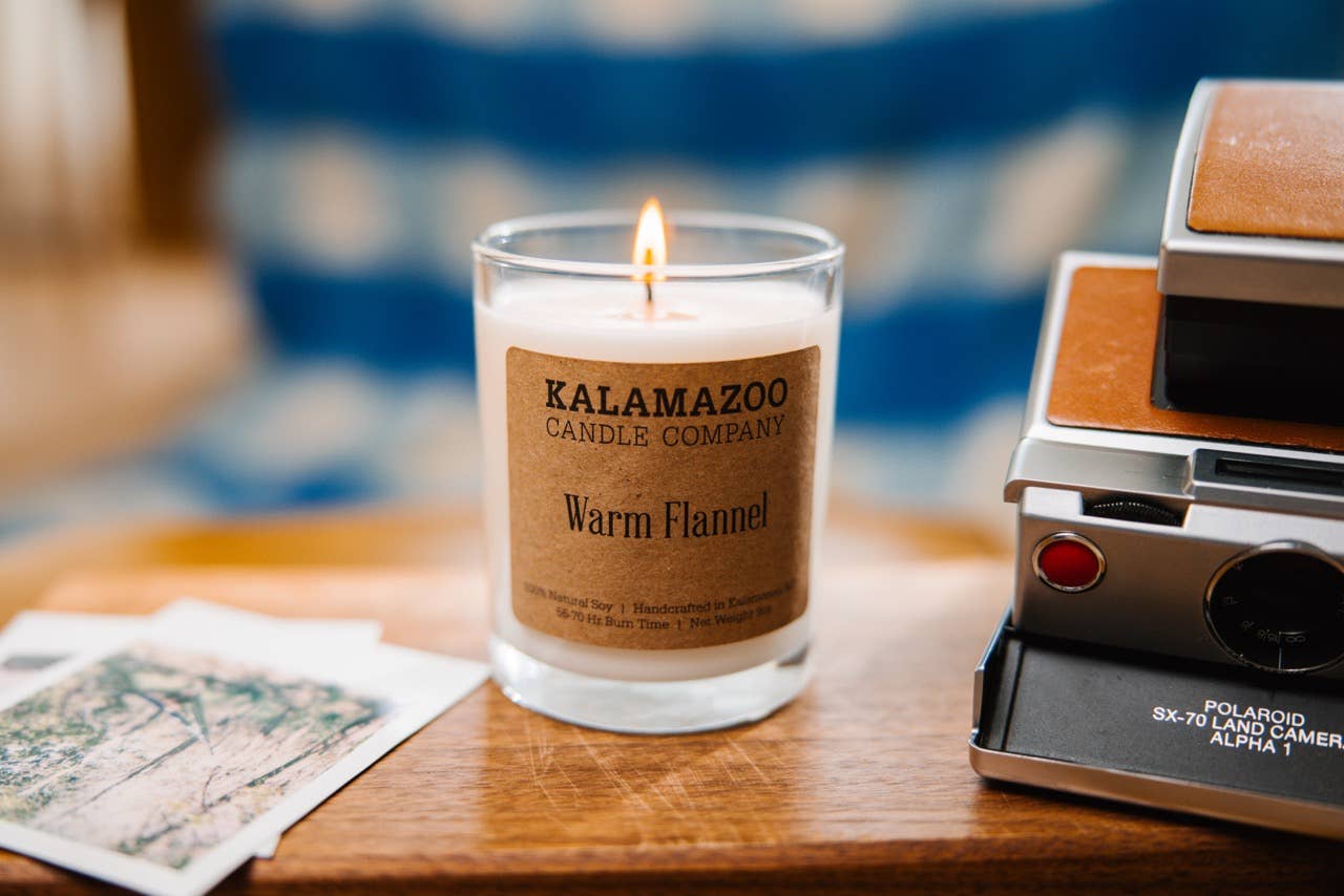 Kalamazoo Candle Company - Wholesale Jar/Filled Candle - Warm Flannel Soy Candle 10oz - Hand-Poured Michigan