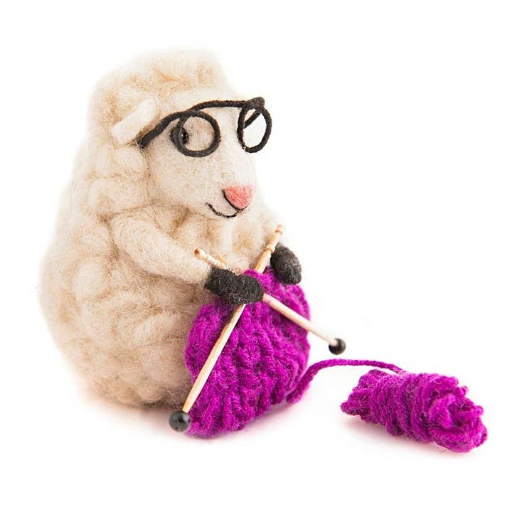 Sew Heart Felt - Wholesale Decorative Tabletop Object - Knitting Sheep from Woolacombe