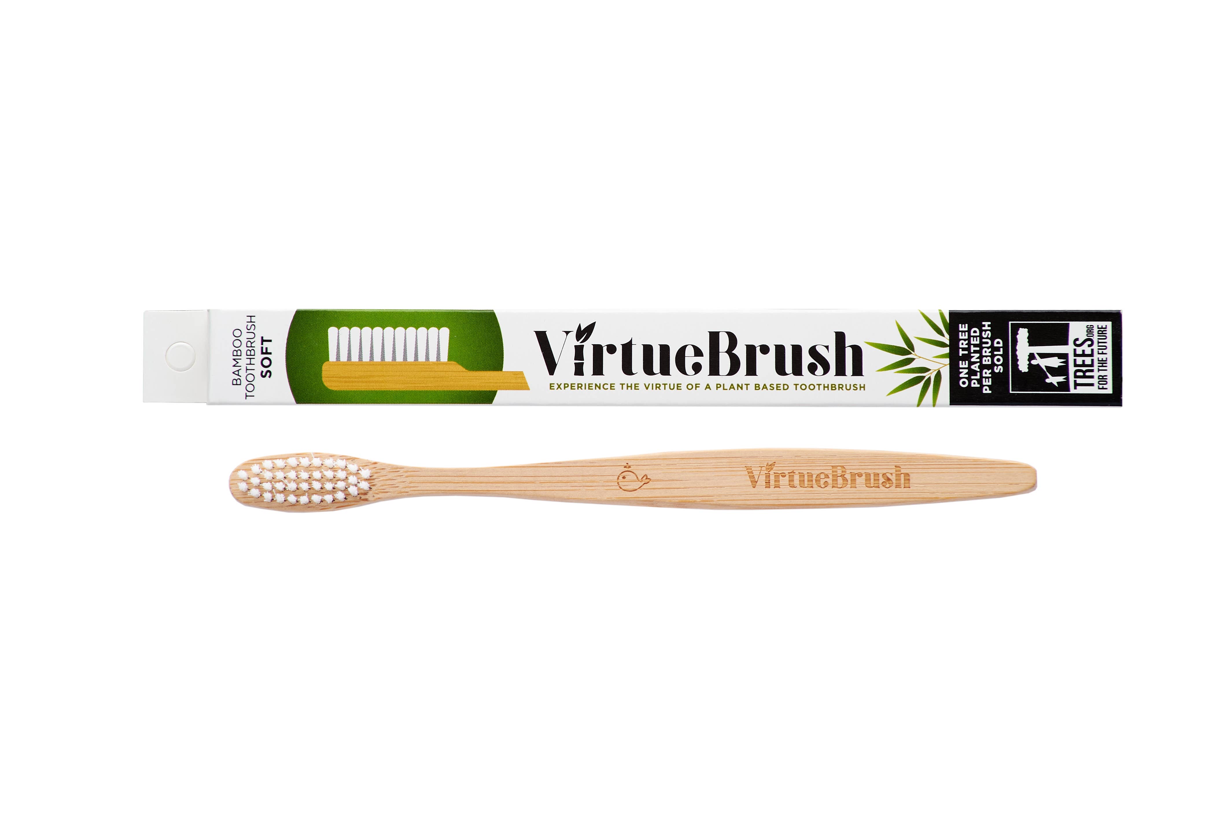 VirtueBrush - Wholesale Toothbrush - Adult Flat White Bamboo Toothbrush0