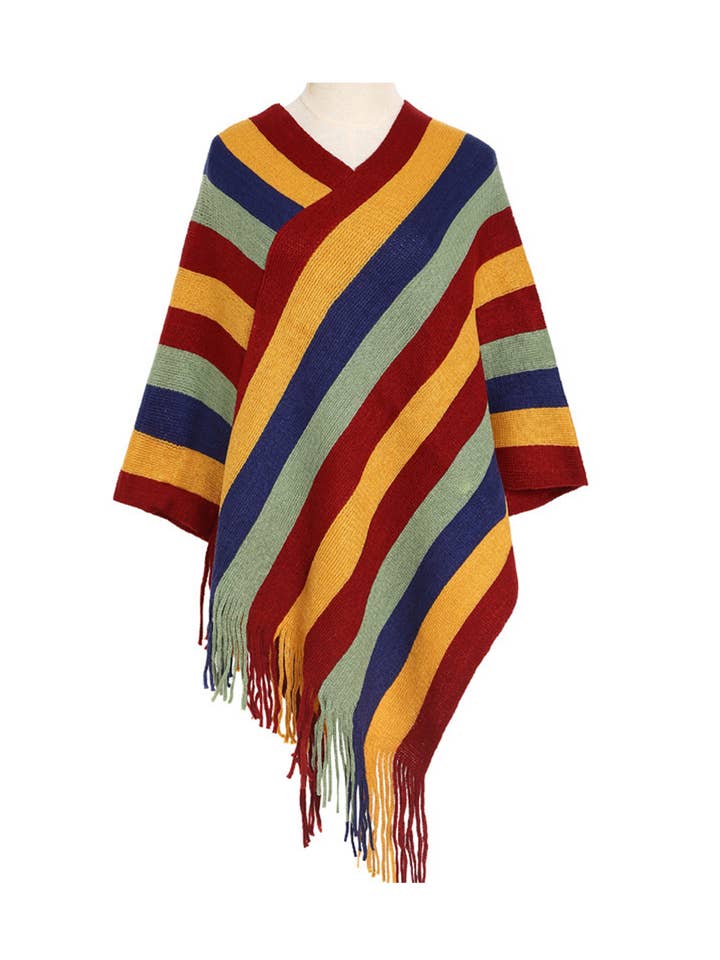 Poncho a righe multicolor per la vendita all'ingrosso da parte di Ole