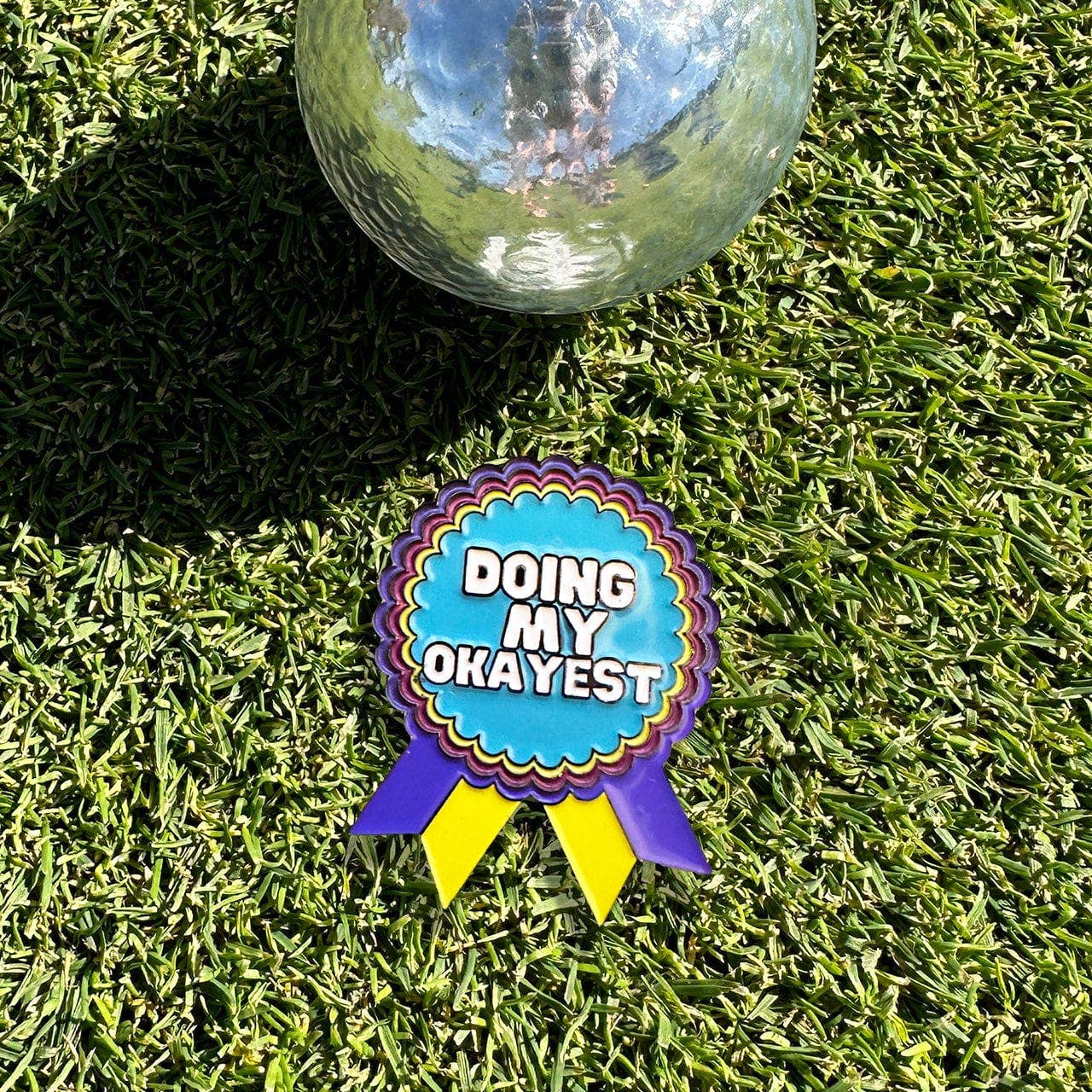 Neon Doing My Okayest Golf Ball Marker with Magnetic Hat Clip for wholesale on Faire3