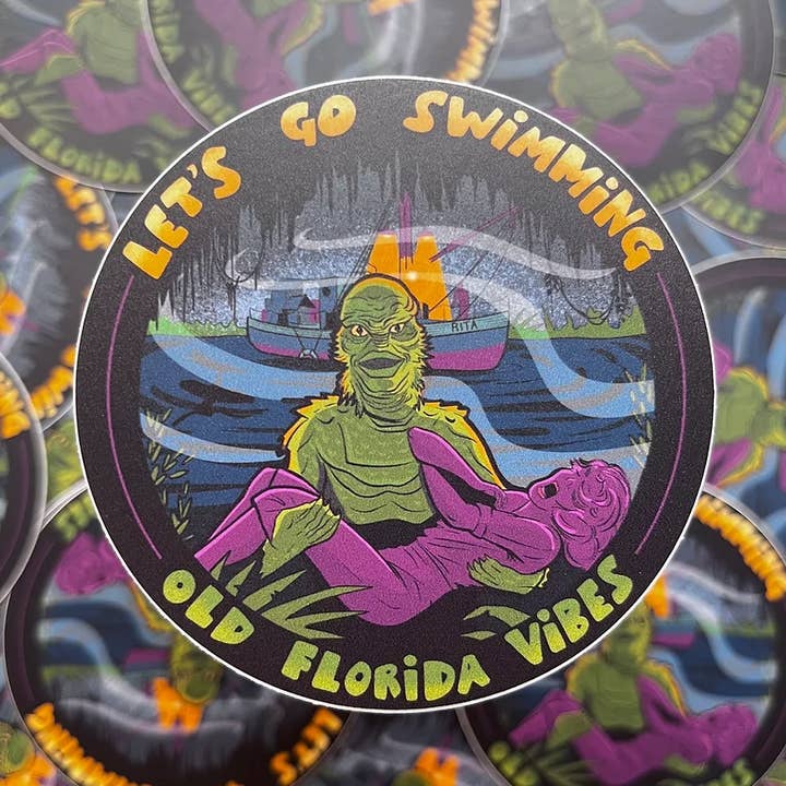 Let’s Go Swimming Sticker for wholesale by Old Florida Vibes