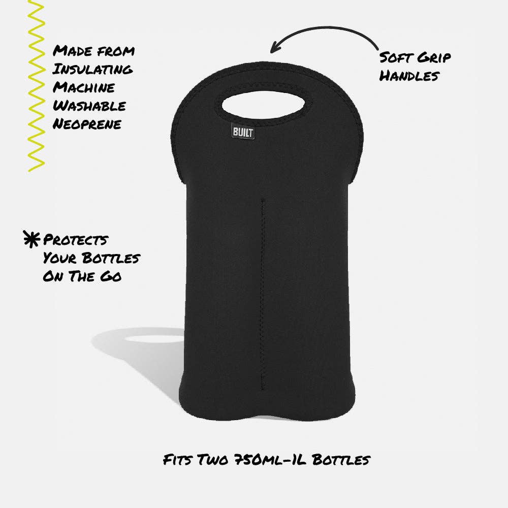 Built NY - Vente Sacs pour bouteilles de vin - Sac fourre-tout à deux bouteilles de vin - Noir2
