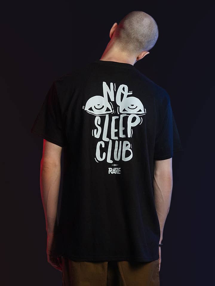 RAVE Clothing - Vente T-shirt sérigraphié – homme - T-shirt No Sleep Club en noir