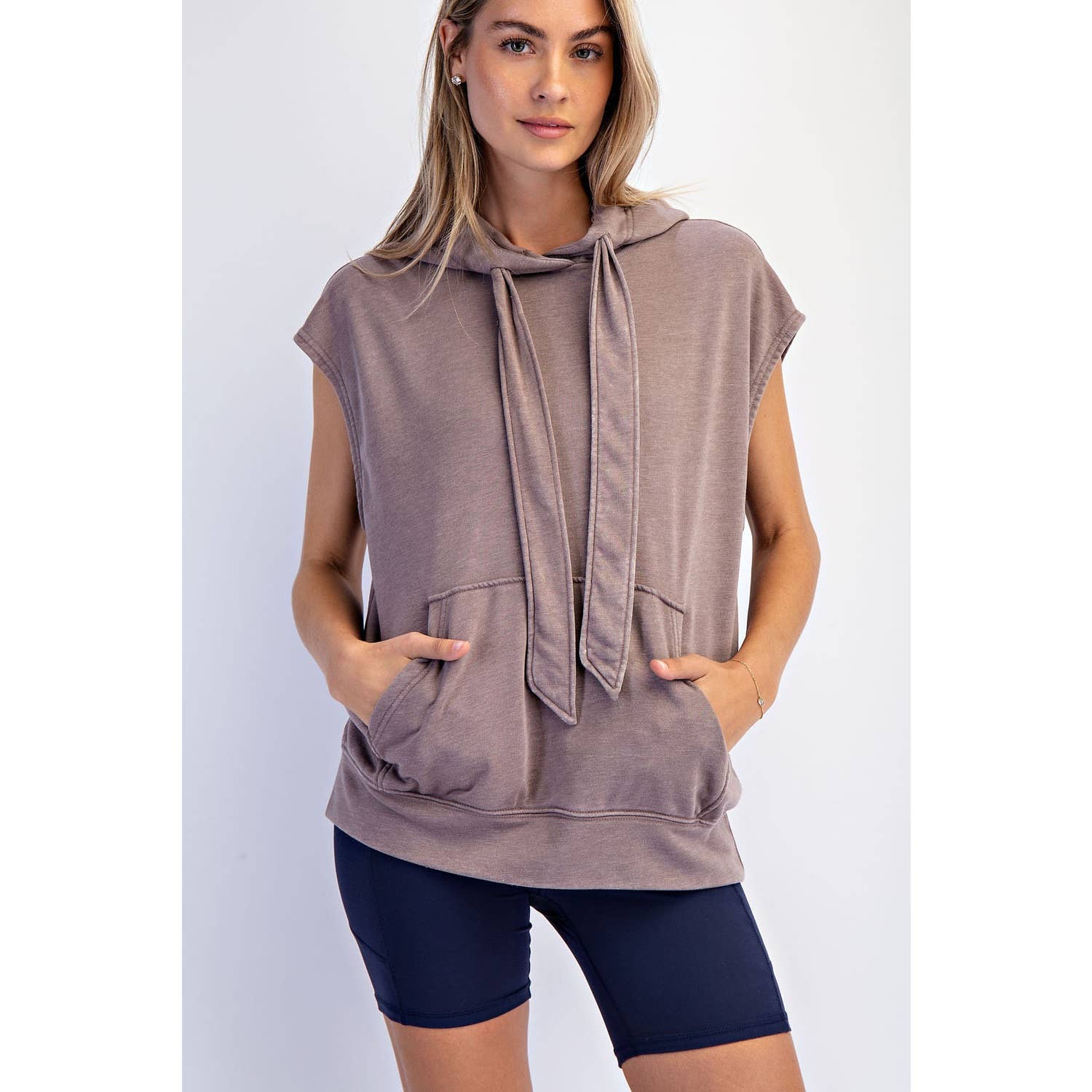 Rae Mode - Wholesale Hoodie - Women's - MINERAL WASHED TERRY SLEEVELESS HOODIE SWEATSHIRT10