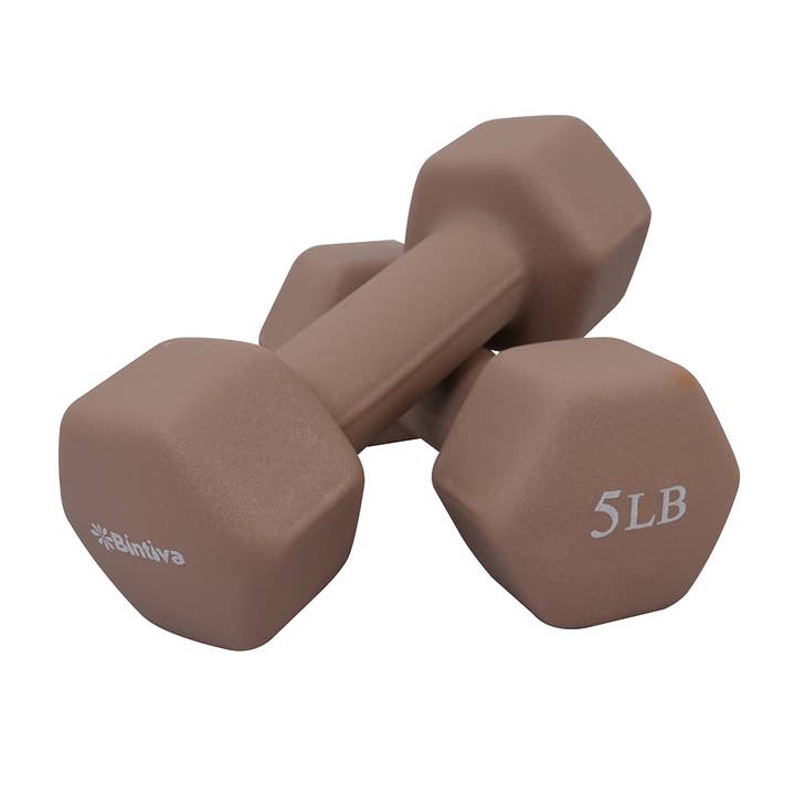 Bintiva - Wholesale Fitness Equipment - Neoprene Hexagon shaped dumbbells - Earth Tones