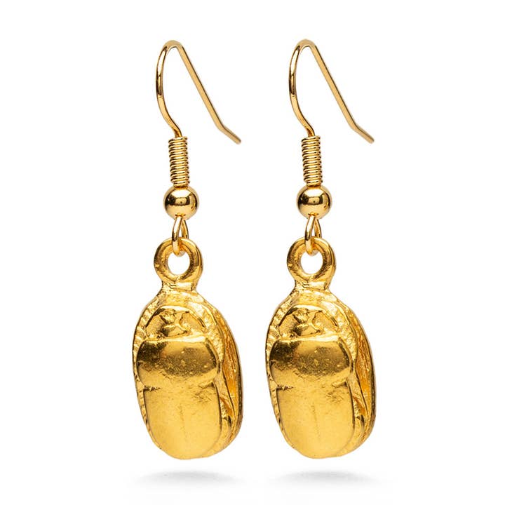 Discoveries, Inc. - Wholesale Dangle Earrings - Egyptian Scarab Earrings - Gold Finish