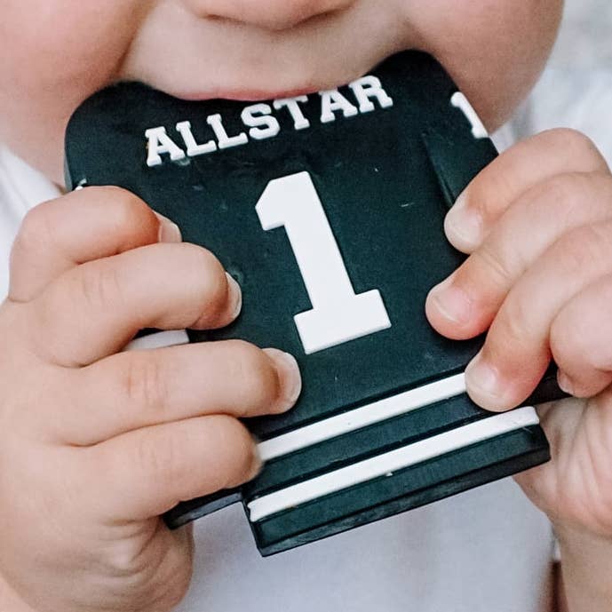 HOCKEY JERSEY Silicone Teether - Black for wholesale by SloaneandBlake