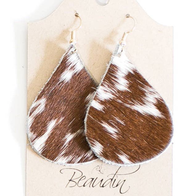 Beaudin Wholesale – Engroshandel Hængeøreringe og creoløreringe – Hershey Teardrop Øreringe i Hår på Skind (Færdiglavet)2