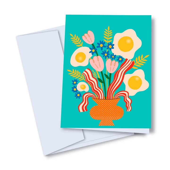 Bacon & egg Brunch bouquet Greeting Card for wholesale by Studio Toute