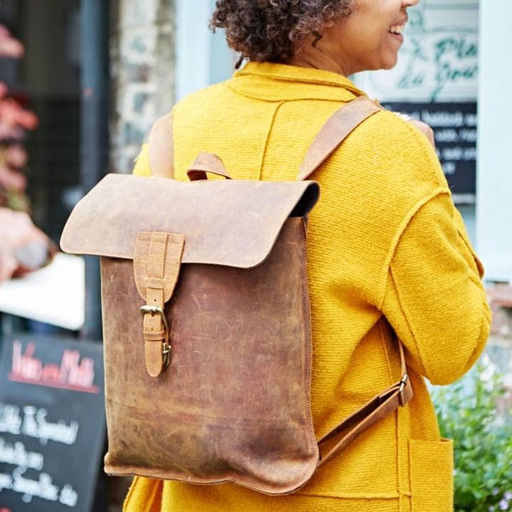 The Paper High Gift Company Limited - Vente Sac à dos – femme - Sac à dos en cuir vieilli en cuir Buffalo1