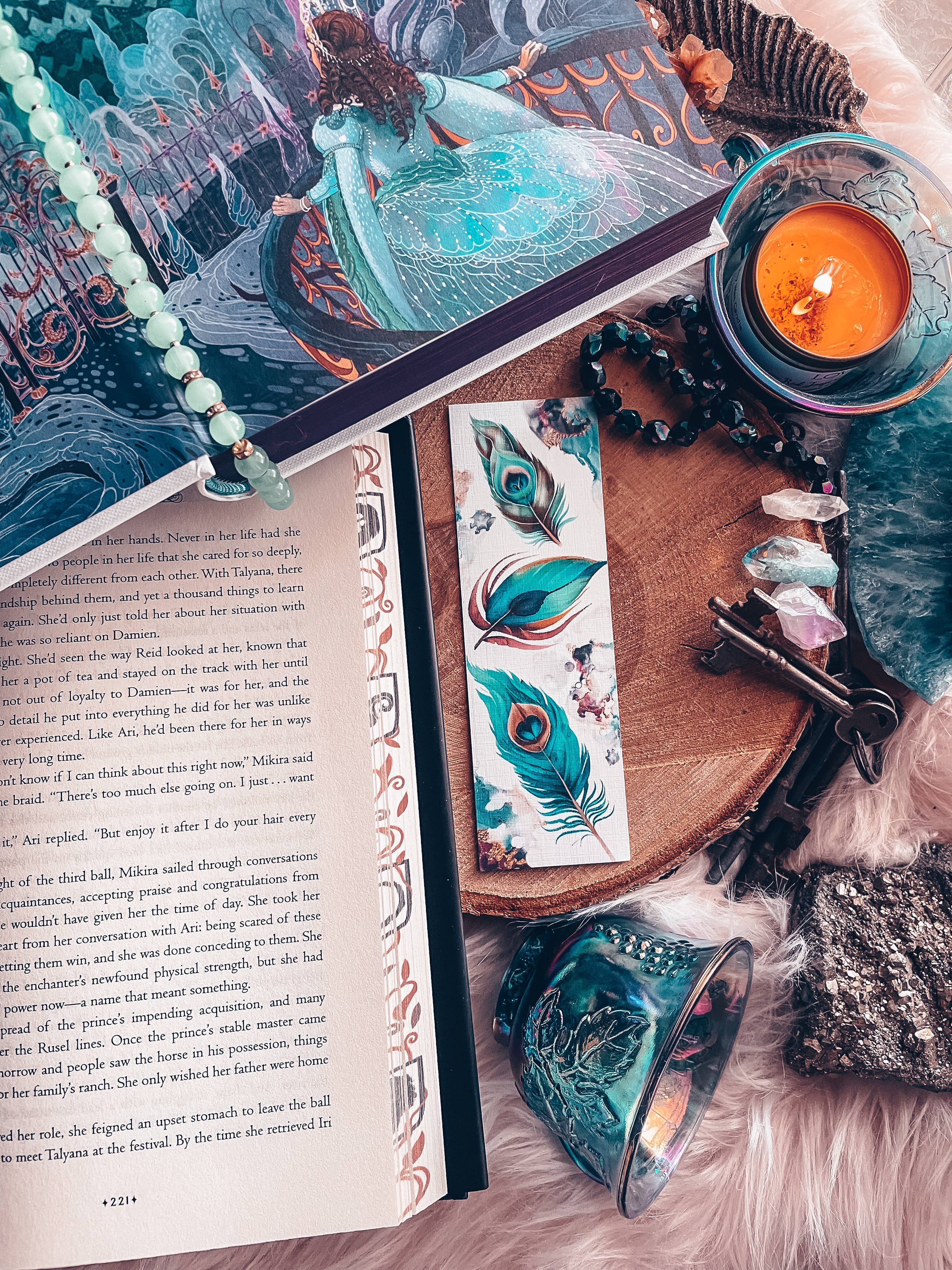 Mirkwood Scribes - Wholesale Bookmark - Peacock Feather Watercolor Bookmark2