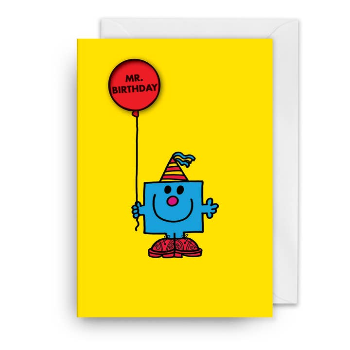 Birthday Badge Card | Mr. Birthday | Balloon | Mr. Men for wholesale by Hype Associates Ltd