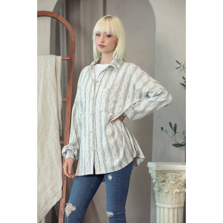 Cable Jacquard Shacket for wholesale by salt & bit