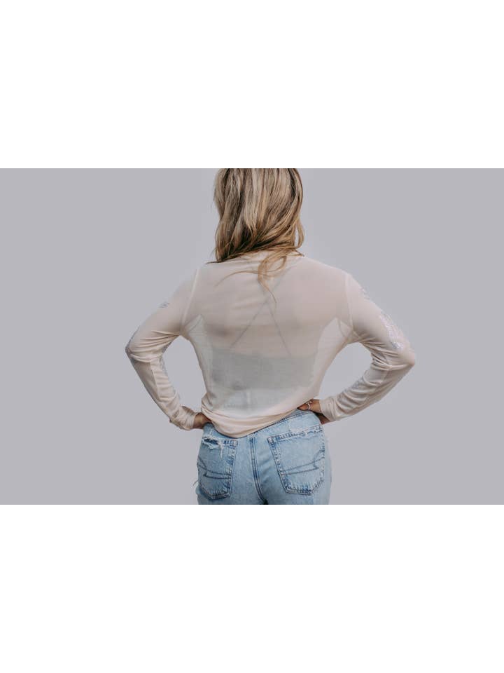 Merigold Kiss - Wholesale Shirt - Women's - MK599 Sparkle Boots Mesh Top 3