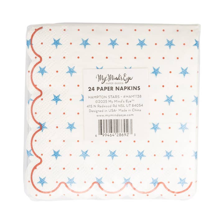 My Mind’s Eye - Wholesale Disposable Napkin - HAM1138 - Hamptons Petite Stars Cocktail Paper Napkin