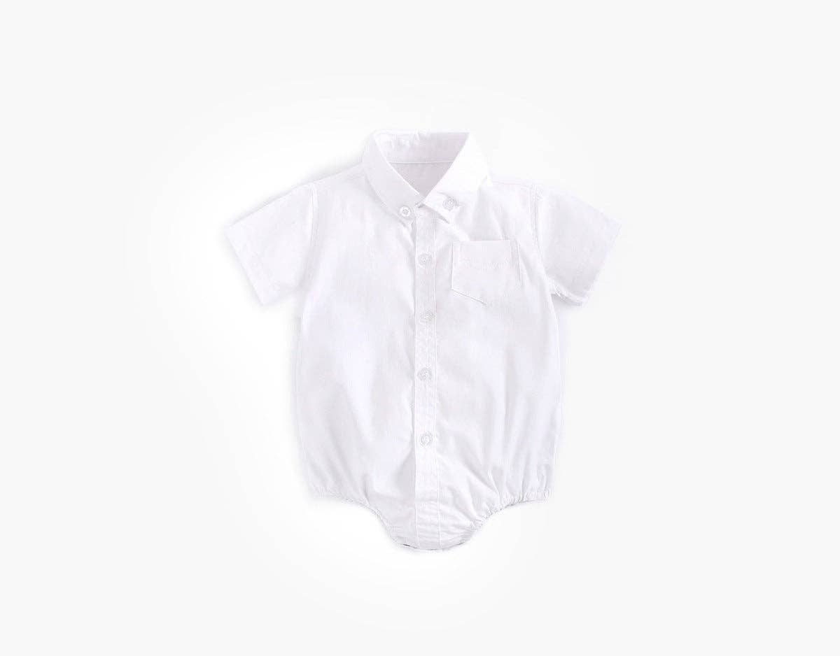 MyKids-USA® - Wholesale Button Down Shirt - Kids - Baby Boy Solid Color Buttoned Shirt With Pockets Short Sleeve bodysuit Online In Summer4