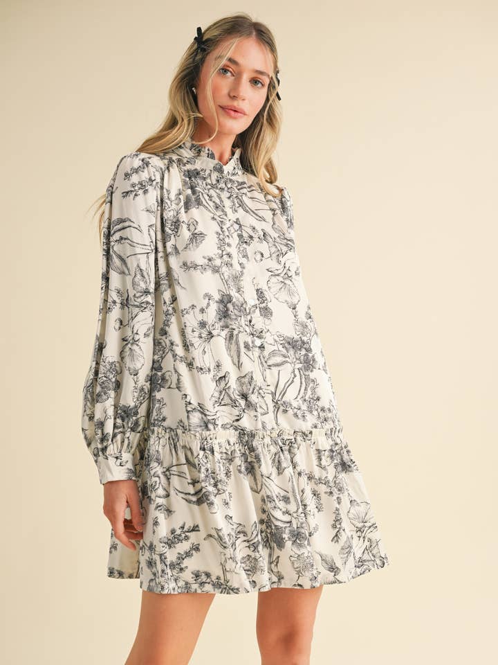 LONG SLEEVE DROP WAIST MINI DRESS MDR3421 for wholesale by &MERCI