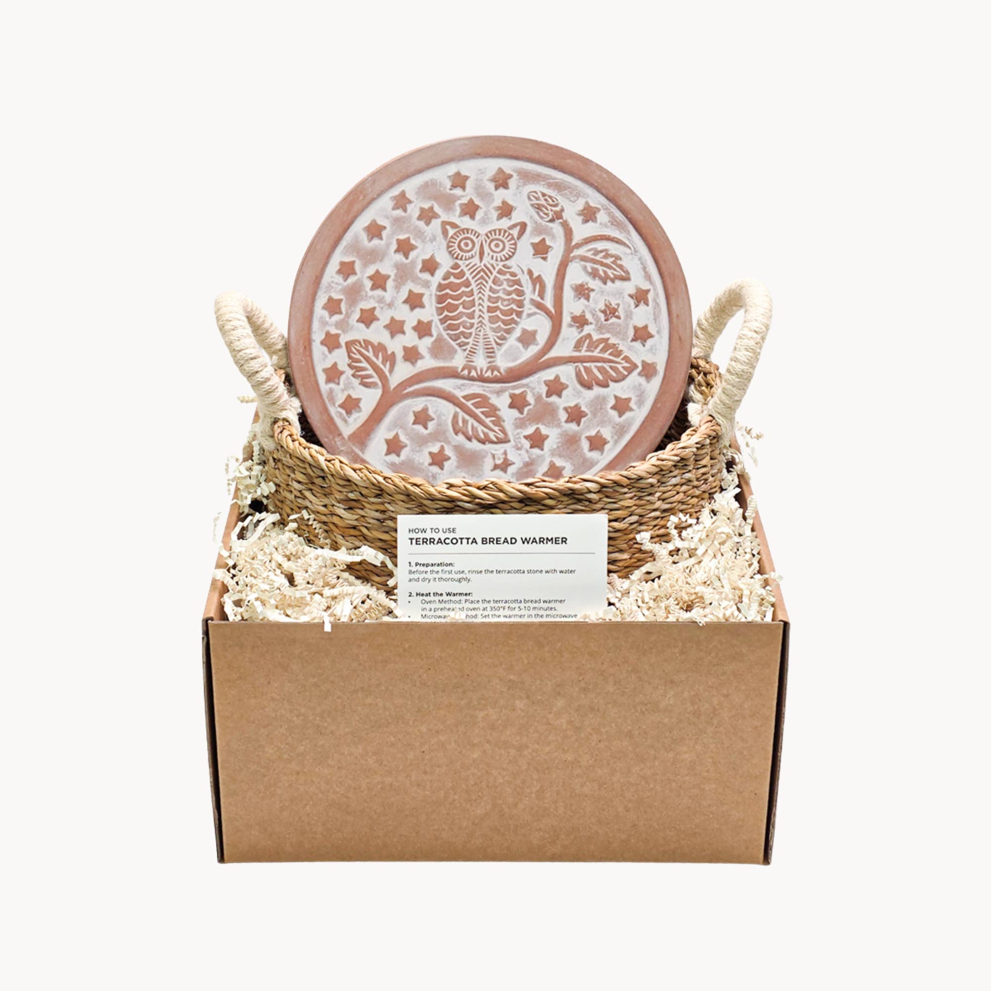 KORISSA - Wholesale Baking Dish - Handmade Bread Warmer & Wicker Basket - Owl Round1