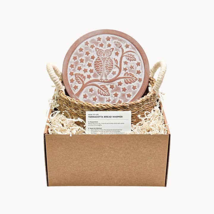 KORISSA - Wholesale Baking Dish - Handmade Bread Warmer & Wicker Basket - Owl Round1